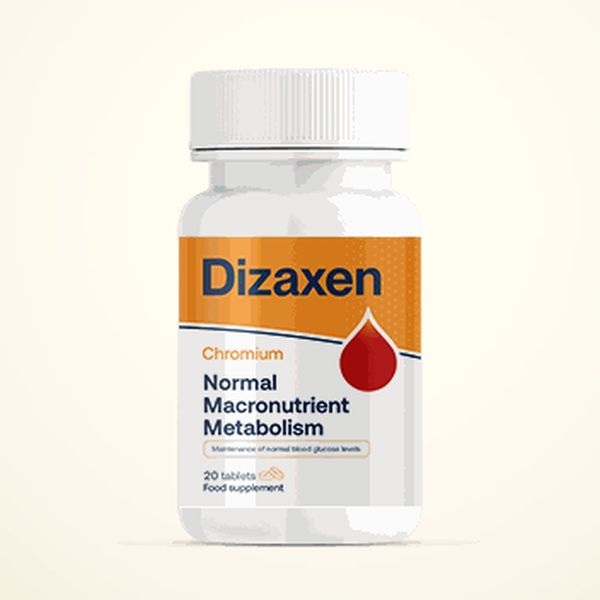 Fehér Dizaxen flakon, 20 tabletta, a címkén a króm és a normál vércukorszint felirata