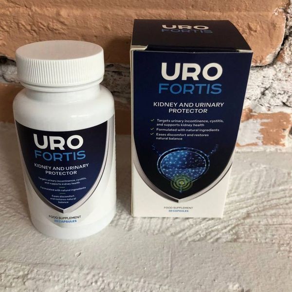 Uro Fortis doboz és kapszulás üveg, a címkén 30 kapszula és a vese-húgyutak felirat
